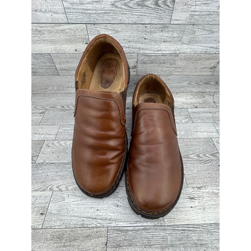 Born Mens Tan Brown Leather Slip‎ On Loafers H16216 Size 10.5 M/W